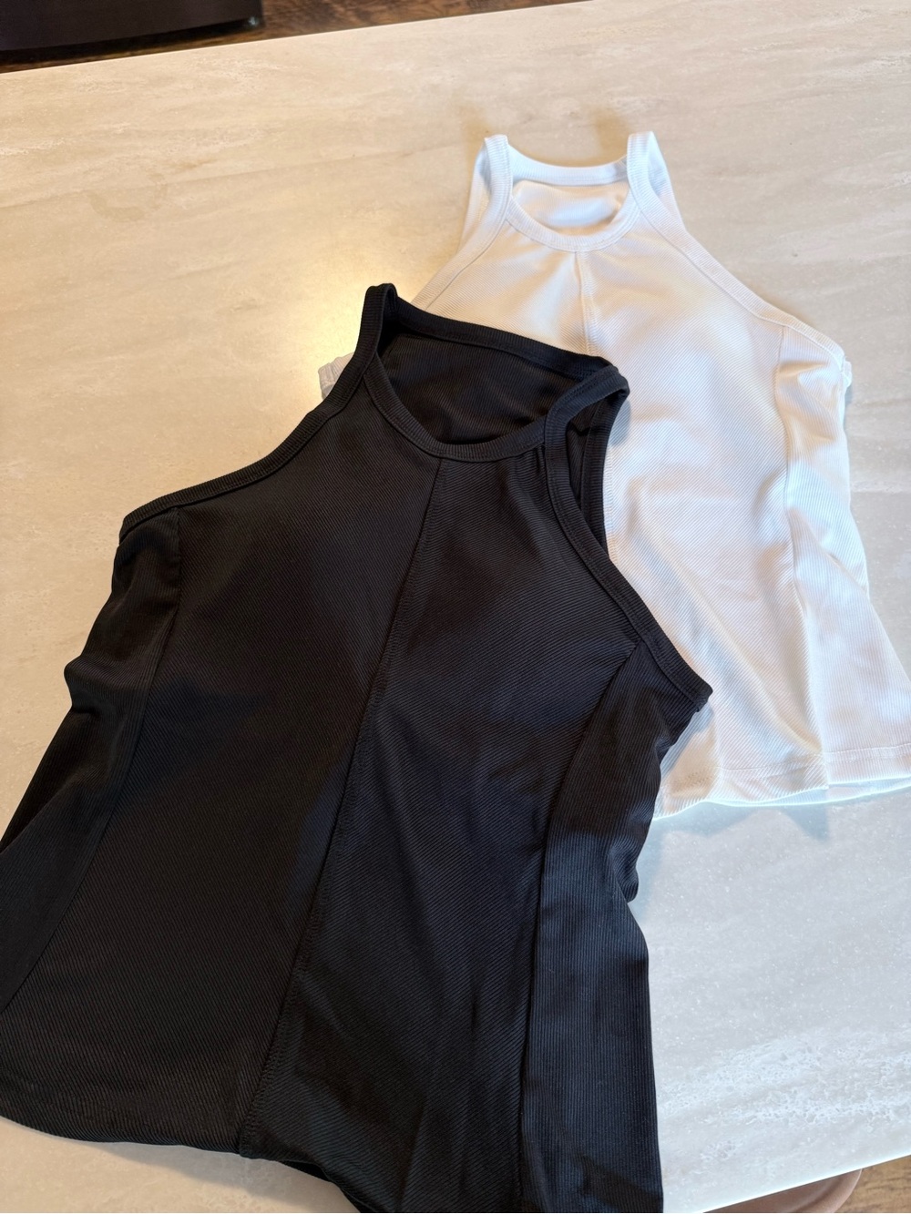 Women's High-Neck Tank Top - Black & White ~ Size Medium ~ built-in bra